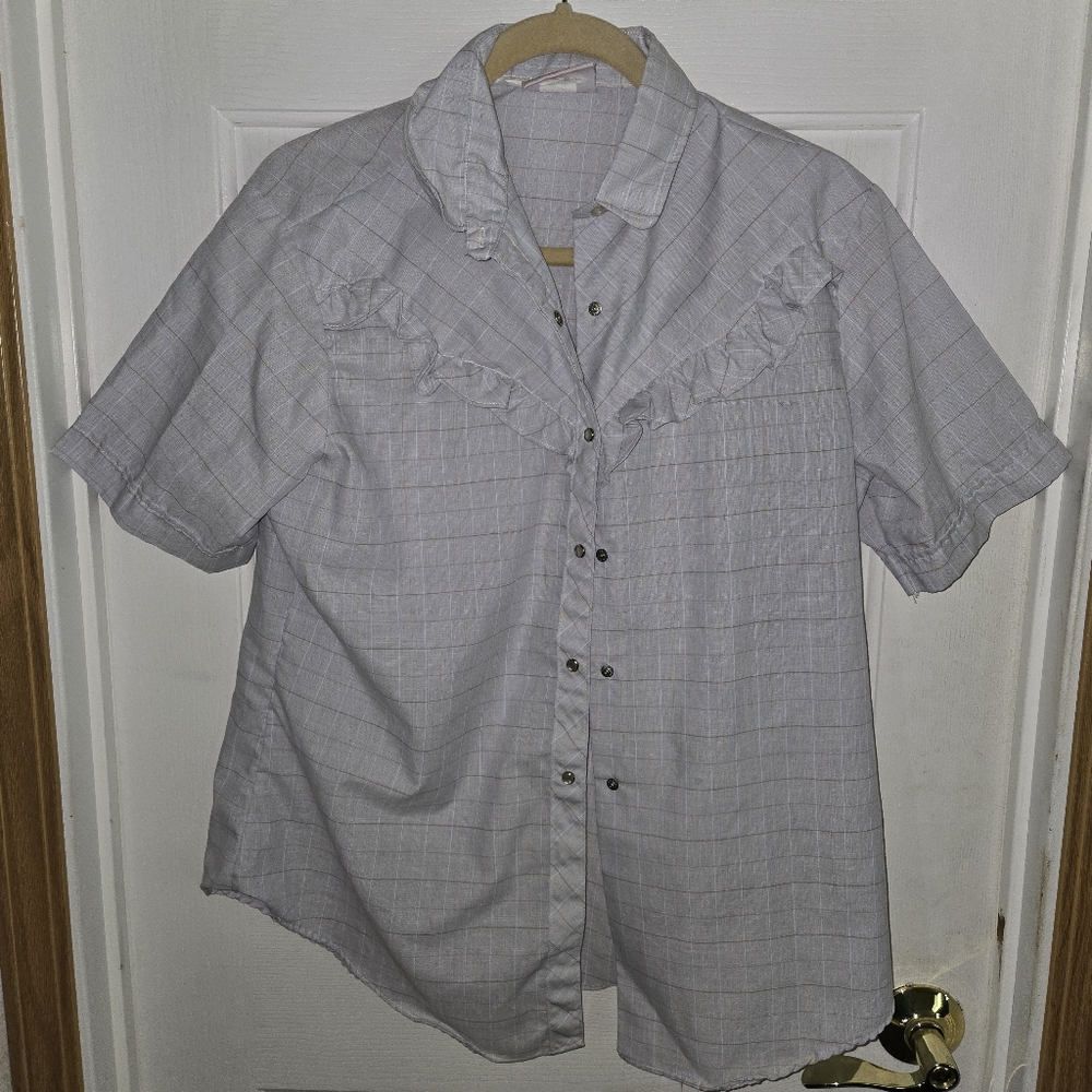 Vintage Country Charmers Country Western Shirt Pearl Snaps Ruffle Womens Size 16